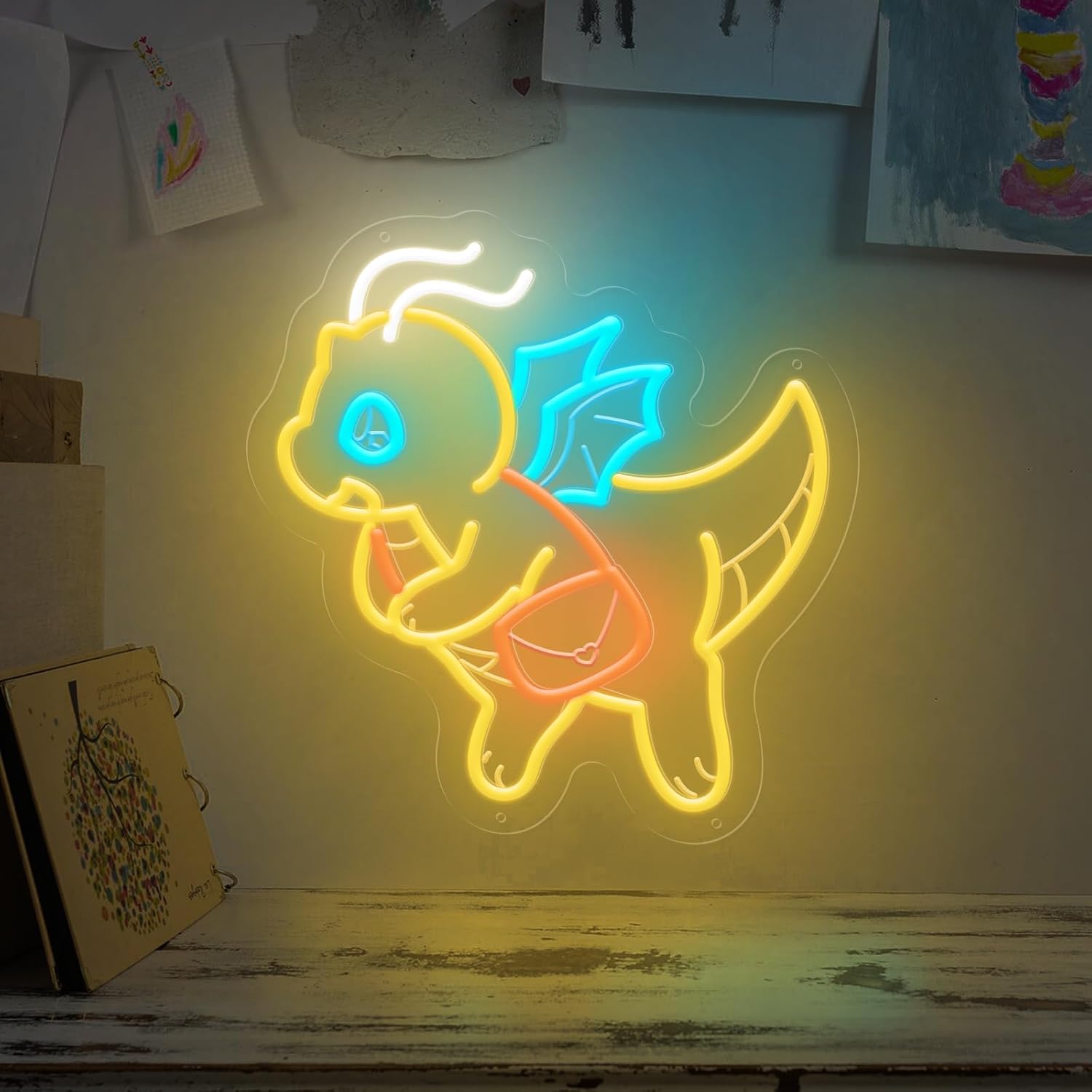 Outdoor Lighting Decor Ideas - Luz de neón de dinosaurio con