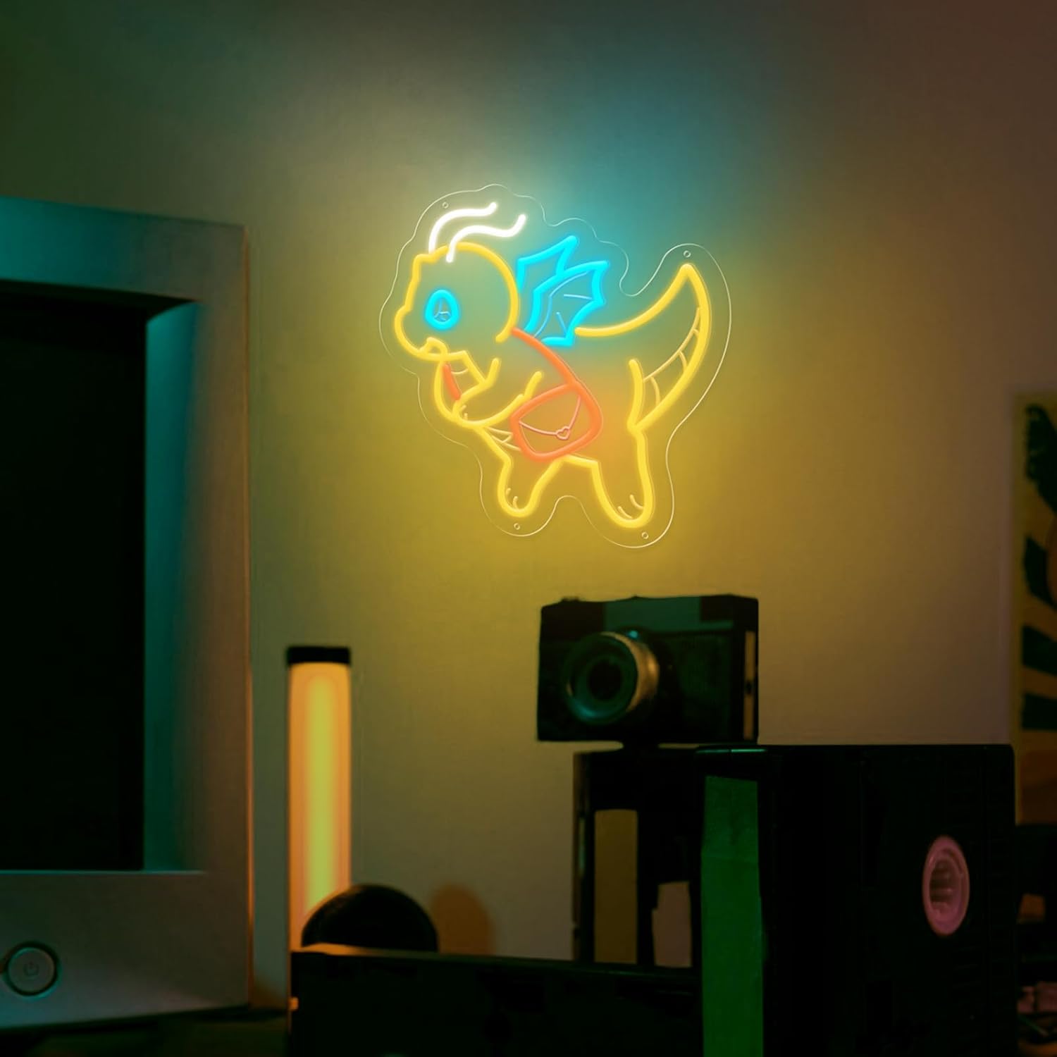 Luz de neón de dinosaurio con  - Outdoor Lighting Decor Ideas reseña y precio