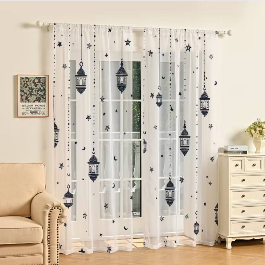 2 Cortinas Transparentes con E - Office Lighting Decor reseña y precio